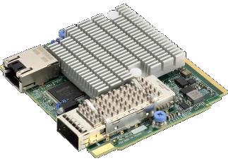 SIOM Single -port InfiniBand EDR QSFP28, Mellanox ConnectX-4 VPI. And Single-port GbE RJ45, Intel i210, with bracket for 1U chassis.,RoHS